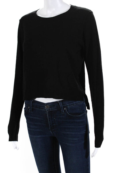 Autumn Cashmere Women's Long Sleeve Knit Crewneck Pullover Sweater Black Size M