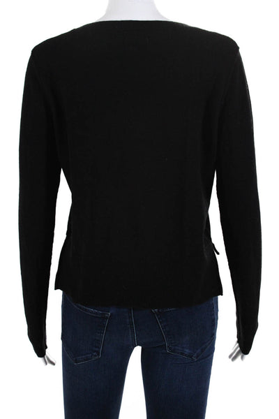 Autumn Cashmere Women's Long Sleeve Knit Crewneck Pullover Sweater Black Size M