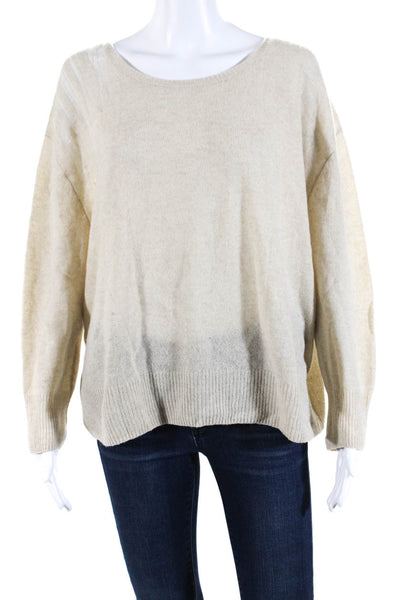 Raquel Allegra Women's Distressed Cashmere Pullover Sweater Beige Size 2