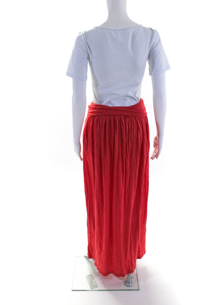 Robert Rodriguez Womens Fold Over Waist Jersey Maxi Skirt Orange Size XS