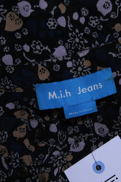 MiH Jeans Women's Floral Button Front Silk Peplum Blouse Multicolor Size XS