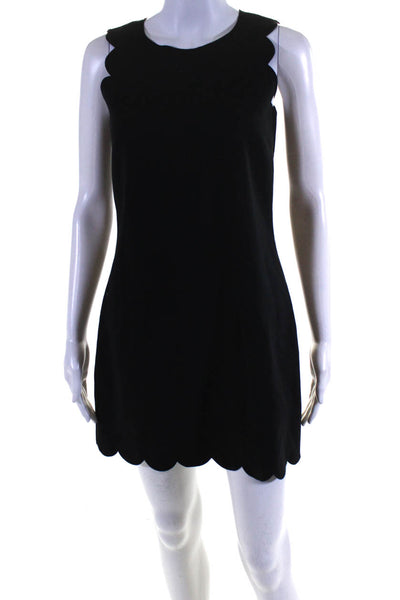 J Crew Womens Woven Sleeveless Scalloped Sheath Above Knee Dress Black Size 00