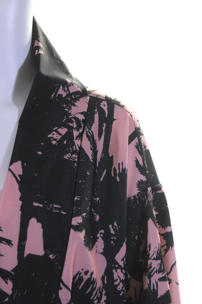 Jewel Exclusive Womens Neoprene Palm Tree Print Kimono Black Pink Size Small