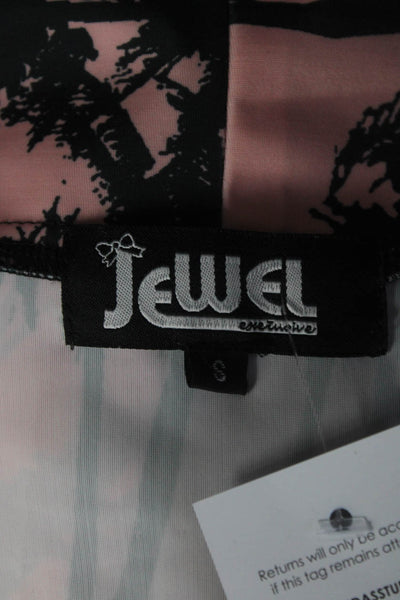 Jewel Exclusive Womens Neoprene Palm Tree Print Kimono Black Pink Size Small