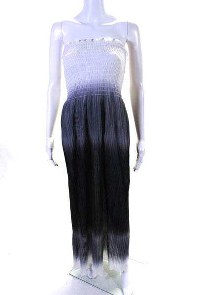 J Valdi Womens Black White Ombre Smocked Strapless A-line Dress Size S/M