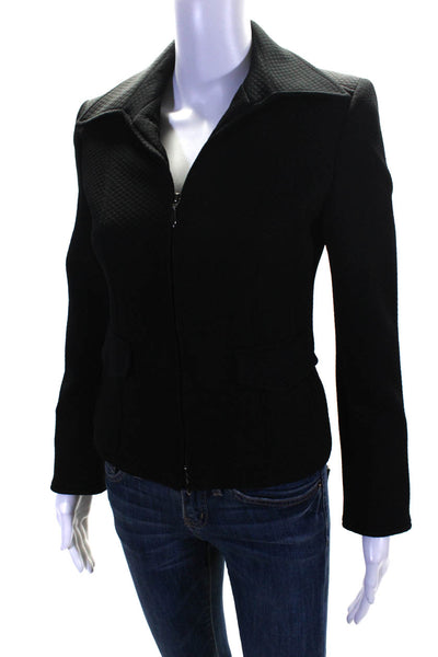 Zanella Womens Long Sleeve Front Zip Collared Quilted Jacket Black Size 2