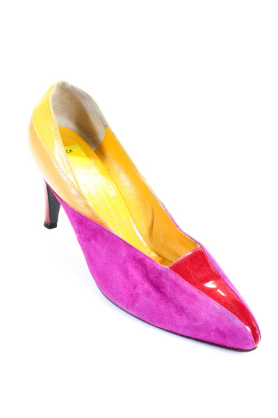 Bruno Magli Womens Colorblock Patchwork Stiletto Heels Slip-On Pumps Pink Size 9