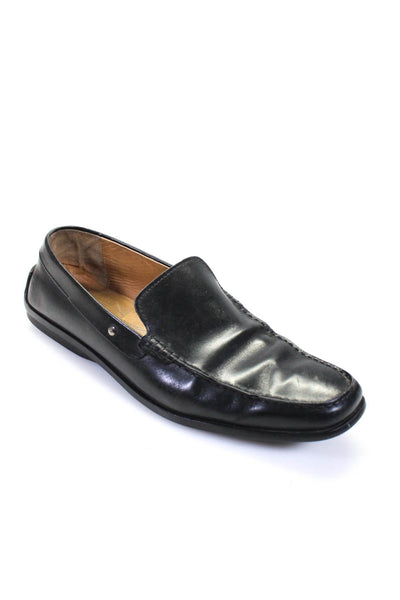 Tods Mens Leather Textured Darted Apron Toe Slip-On Loafers Black Size 9