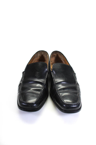 Tods Mens Leather Textured Darted Apron Toe Slip-On Loafers Black Size 9