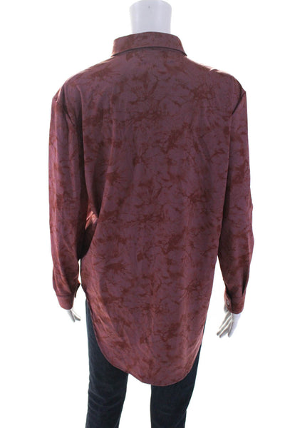 Jewel Womens Long Sleeve Tie Dye Oversize Tunic Shirt Mauve Tan Size Extra Small