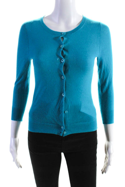 J Crew Collection Womens Cashmere Cardigan Sweater Blue Size Extra Small