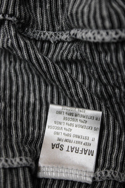 Dou Uod Girls Linen Striped Print Pullover Ruffle Short Sleeve Top Black Size 8Y