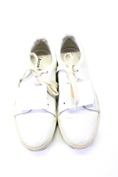 ACNE Studios Women's Adriana  Face Grained Leather Sneakers White Size 6