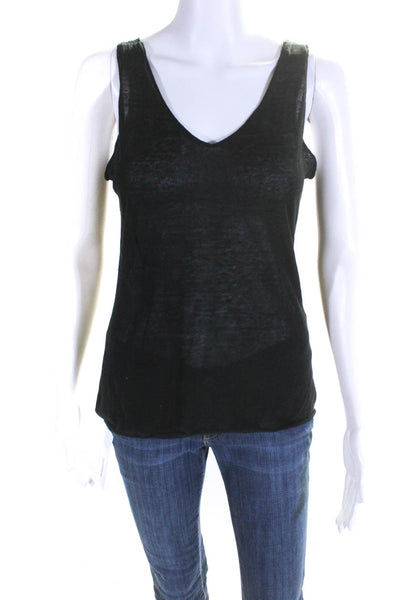Autumn Cashmere Womens Textured Sleeveless Pullover Tank Top Black Size S
