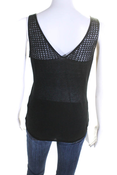 Autumn Cashmere Womens Textured Sleeveless Pullover Tank Top Black Size S