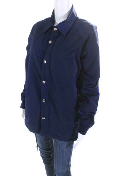 321 Womens Lightweight Collared Snap Front Jacket Coat Navy Blue Size S