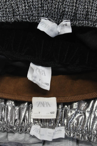 Zara Girls Unlined Stretch Metallic Button Front Skirt Silver Size 7 6 Lot 4
