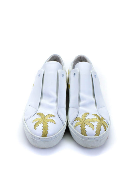 Here/Now Womens Leather Palm Tree Slip On Low Top Sneakers White Size 35 5