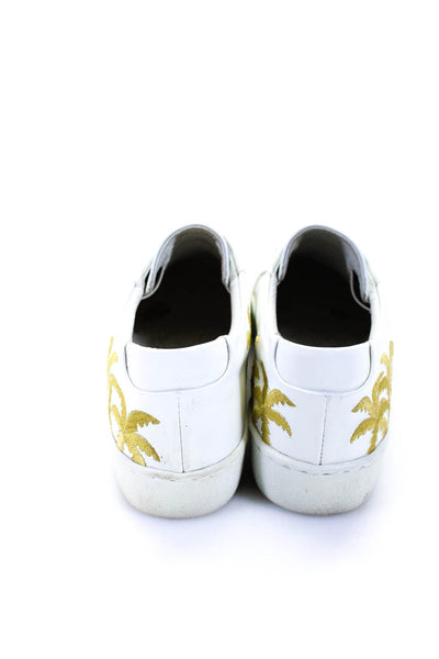 Here/Now Womens Leather Palm Tree Slip On Low Top Sneakers White Size 35 5