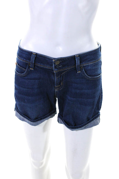 Hudson Womens Denim Cuffed Mid Rise Shorts Blue Cotton Size 26