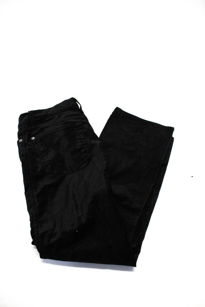 7 For All Mankind Womens Mid Rise Velour Straight Pants Jeans Black Size 27