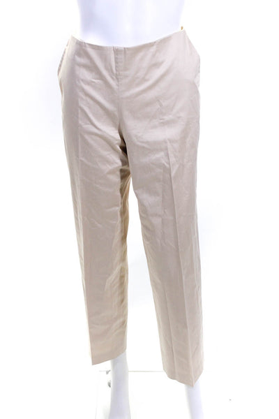 Natorious Womens Sateen Straight Leg Button Up Pants Set Beige Size 6 Medium