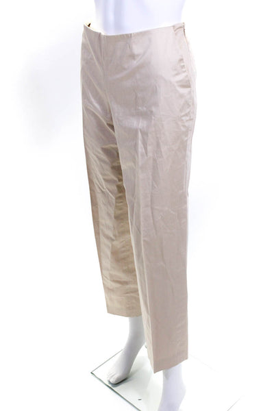 Natorious Womens Sateen Straight Leg Button Up Pants Set Beige Size 6 Medium