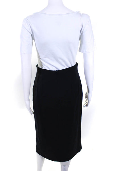 Escada Womens Woven Slit Midi Length Pencil Skirt Black Wool Size EU 36