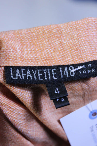 Lafayette 148 New York Womens 3/4 Sleeve Button Up Top Blouse Orange Size 4