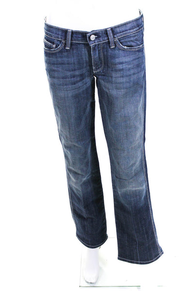 7 For All Mankind Womens Buttoned Straight Leg Dark Wash Jeans Blue Size EUR27