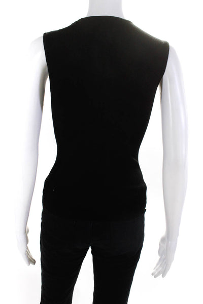 Autumn Cashmere Womens Knit Double Zipper Hem Sleeveless Tank Top Black Size S