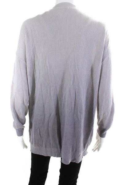 Splendid Womens Open Front Ribbed Knit Ombre Cardigan Sweater Gray Size Large