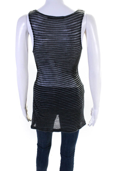 Lauren Vidal Womens Wool Striped Long Sleeve Tank Top Sweater Set Black Size S