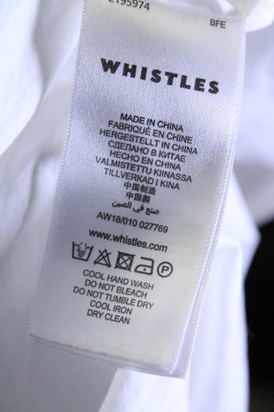 Whistles Womens Button Front Long Sleeve Collarless Shirt White Cotton Size 4