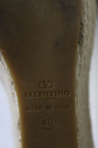 Valentino Garavani Womens Patent Leather Bow Platform Wedges Beige Size 10US