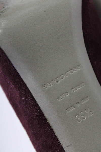 Sergio Rossi Womens Slip On Stiletto Pumps Blood Red Suede Size 39.5