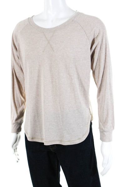 Saeklia Mens Long Sleeve Knit Crew Neck Tee Shirt Beige Size Small