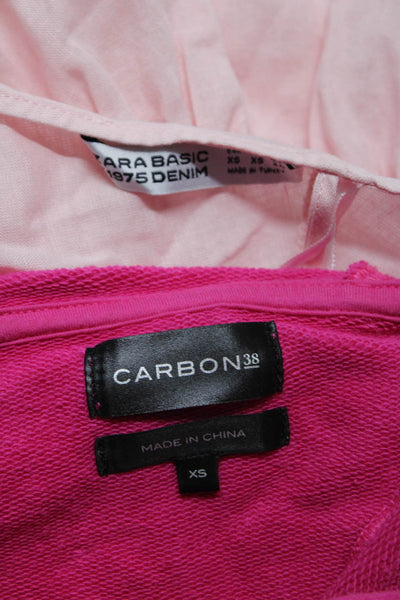 Zara Carbon 38 Womens Linen Tee Shirt Hoodie Sweater Pink Size XS Lot 2
