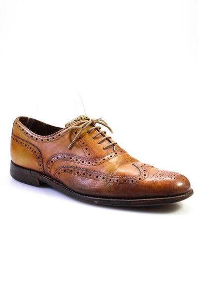 Grenson Mens Leather Wingtip Toe Laser Cut Lace Up Oxford Shoes Brown Size 7US