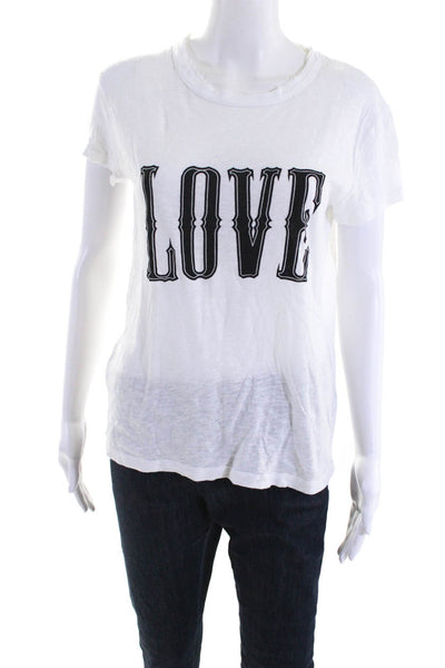 Zadig & Voltaire Women's Overdyed Love Crewneck T-Shirt White Size S