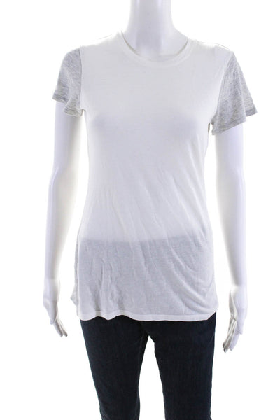Vince Women's Short Sleeve Crewneck T-Shirt White Gray Size S