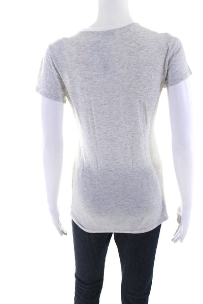 Vince Women's Short Sleeve Crewneck T-Shirt White Gray Size S