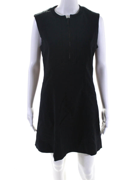 Derek Lam Womens Cotton Blend 1/2 Zip Sleeveless Mini Sheath Dress Black Size 8