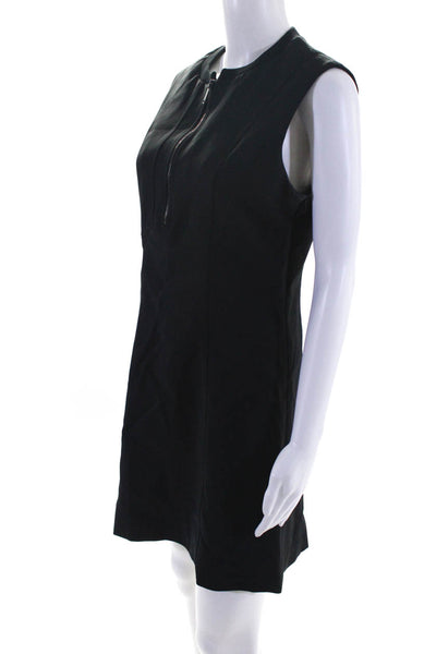 Derek Lam Womens Cotton Blend 1/2 Zip Sleeveless Mini Sheath Dress Black Size 8