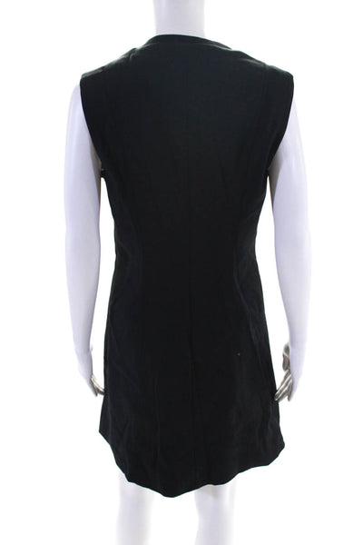 Derek Lam Womens Cotton Blend 1/2 Zip Sleeveless Mini Sheath Dress Black Size 8