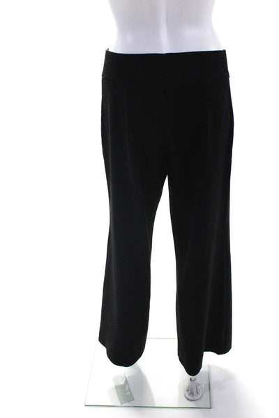 Ronen Chen Womens Wool Mid-Rise Wide Leg Flat Front Trousers Pants Black Size S