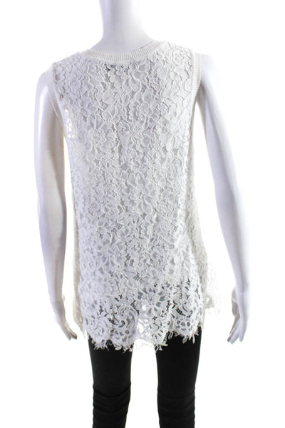 Generation Love Womens Lace Pullover Tank Top White Cotton Blend Size Medium