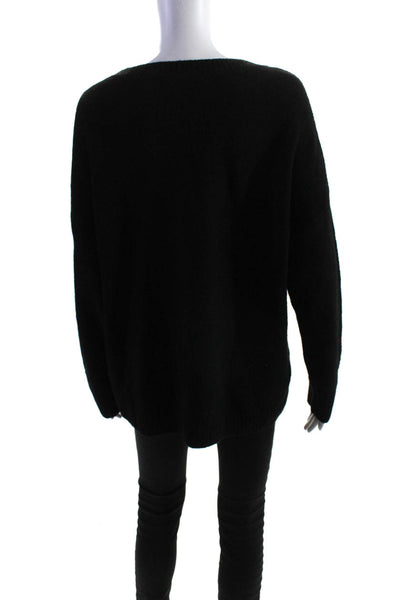 Alice + Olivia Womens Knit Crew Neck Long Sleeve Sweater Top Black Size M