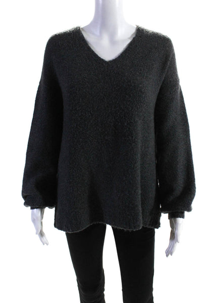 Velvet by Graham & Spencer Womens Knit V-Neck Long Sleeve Sweater Gray Size M