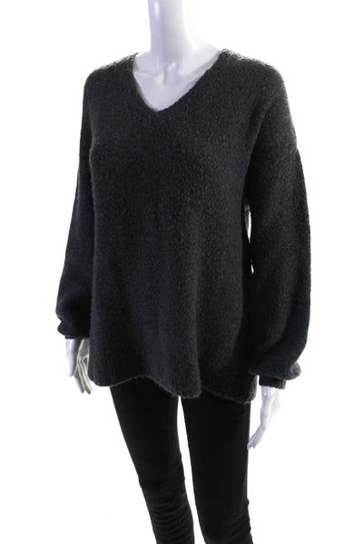 Velvet by Graham & Spencer Womens Knit V-Neck Long Sleeve Sweater Gray Size M